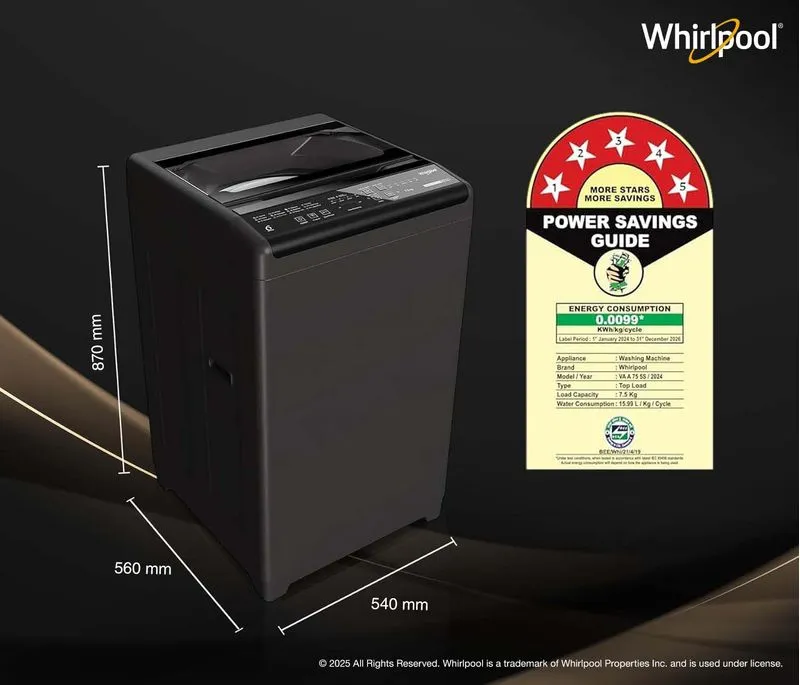 Magic Clean 7.5kg 5 Star Fully Automatic Top-Load Washing Machine - Image 2